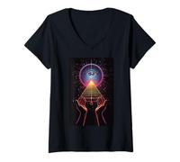 Femme Mystic Heaven Visionary World Mystic Fantasy Geometry T-Shirt avec Col en V