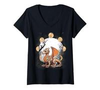 Femme Mystique Forêt Conte de fées Dragon Enfant Dragon T-Shirt avec Col en V