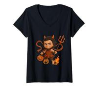 Femme Mythe Chinois Nezha Lotus Hero Halloween T-Shirt avec Col en V