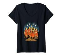 Femme Mythe Legend of The Pleiades Seven Sisters T-Shirt avec Col en V
