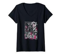 Femme Mythe Noir de la déesse Corbeau Celtique de Morrigan T-Shirt avec Col en V