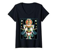 Femme Mythologie de la divinité aztèque Antique Tialoc Maya Inca T-Shirt avec Col en V