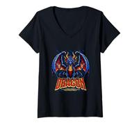 Femme Mythologie du dragon - Esthétique urbaine audacieuse T-Shirt avec Col en V