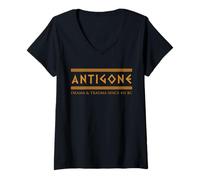Femme Mythologie Grecque drôle antigone T-Shirt avec Col en V