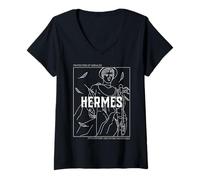 Femme Mythologie Grecque Hermès Messager des Dieux T-Shirt avec Col en V