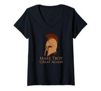 Femme Mythologie Grecque - Make Troy Great Again - Troie War T-Shirt avec Col en V