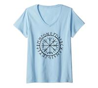 Femme Mythologie nordique Runes Viking T-Shirt avec Col en V