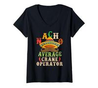 Femme Nacho Average Crane Operator Sombrero Beard Cinco de Mayo T-Shirt avec Col en V
