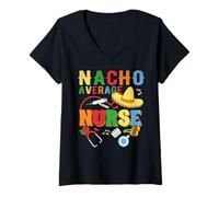 Femme Nacho Infirmière moyenne Cinco De Mayo Infirmière mexicaine assortie T-Shirt avec Col en V