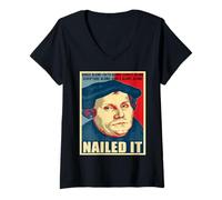Femme Nailed It Jour de la Réforme protestante Martin Luther Lutheran T-Shirt avec Col en V