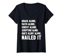 Femme Nailed It Jour de la Réforme protestante Martin Luther Lutheran T-Shirt avec Col en V