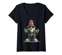 Femme Nain de Jardin Rocker T-Shirt avec Col en V