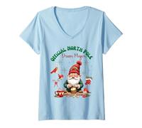 Femme Nain de Noël fantaisiste Tambour Maker Holiday Art T-Shirt avec Col en V
