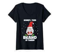 Femme Nain de Noël pour Homme Sorry This Beard is Taken T-Shirt avec Col en V