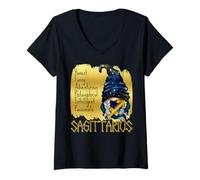 Femme Nain du Zodiaque Sagittaire Traits de personnalité drôle Astrologie T-Shirt avec Col en V