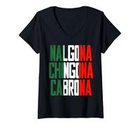 Femme Nalgona Chingona Cabrona T-Shirt avec Col en V