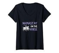 Femme Namast'ay On The Horse Funny Dressage Riders T-Shirt avec Col en V