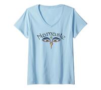 Femme Namaste Yeux de Bouddha T-Shirt avec Col en V