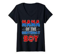 Femme Nana of The Birthday Boy Family Spider Web Fête d'anniversaire T-Shirt avec Col en V