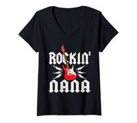 Femme Nana Rockin One Guitare Rock Assortie pour Anniversaire T-Shirt avec Col en V