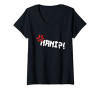 Femme Nani! What? Funny Omae Wa Meme Japanese anime NANI T-Shirt avec Col en V