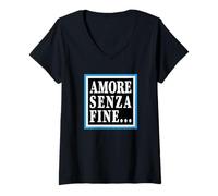 Femme Naples AMORE SENZA FINE Curva A T-Shirt avec Col en V