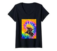 Femme Napoléon emblématique traversant Les Alpes avec Fond tie Dye T-Shirt avec Col en V