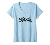 Femme Napoli Graffiti City Street Art Handstyle Italie Souvenir T-Shirt avec Col en V