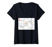 Femme Napoli Metro Travel Art Italie T-Shirt avec Col en V