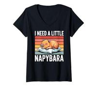 Femme Napybara for Men Women Cute Capybara Sleeping Nap Lover T-Shirt avec Col en V