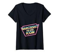 Femme Narcissist Oh and Icon Personnalité confiante - T-Shirt avec Col en V