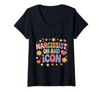 Femme Narcissist Oh and Icon Personnalité confiante - T-Shirt avec Col en V