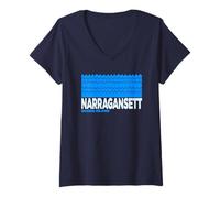 Femme Narragansett RI - Narragansett Rhode Island Aquatic T-Shirt avec Col en V