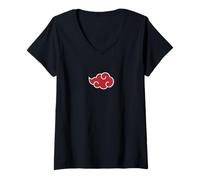 Femme Naruto Shippuden Akatsuki Red Cloud Symbol Centered Anime T-Shirt avec Col en V