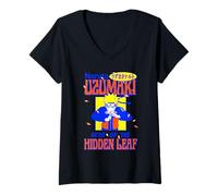 Femme Naruto Shippuden Floating Leaves Hero Retro Print Anime T-Shirt avec Col en V