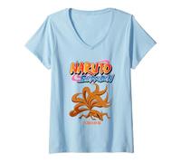 Femme Naruto Shippuden Kurama Nine-Tails with Show Logo Anime T-Shirt avec Col en V