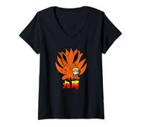 Femme Naruto Shippuden Naruto Kurama Neuf Queues Chibi T-Shirt avec Col en V
