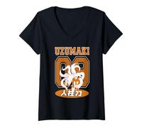 Femme Naruto Shippuden Uzumaki Nine Tails Varsity Number Anime T-Shirt avec Col en V