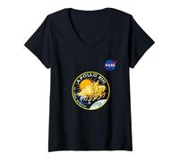 Femme NASA Apollo 13 Mission Patch Meatball Logo T-Shirt avec Col en V