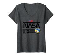 Femme NASA Artemis II NASA Navette Spatiale Saturn Mission T-Shirt avec Col en V