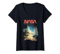 Femme NASA Cape Canaveral Beach Shuttle Lift Off Space Program T-Shirt avec Col en V
