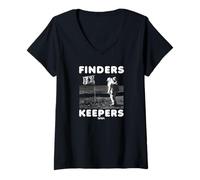 Femme NASA Finders Keepers Man on The Moon Astronaut Funny USA T-Shirt avec Col en V