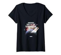 Femme NASA Greatest Dad in The Universe Father's Day Space Science T-Shirt avec Col en V