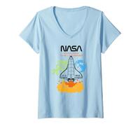 Femme NASA - Rocket Explore The Universe T-Shirt avec Col en V
