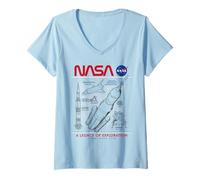 Femme NASA Space Shuttle SLS Saturn V Apollo Lunar Schématique T-Shirt avec Col en V