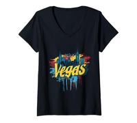 Femme Nash Vegas Nashville Tennessee Music City Squad Fun Skyline T-Shirt avec Col en V