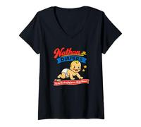 Femme Nathan Jr Diapers Parodie de Couches rétro pour bébé T-Shirt avec Col en V