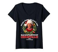Femme National Lampoon's Christmas Vacation Hap-Hap-Happiest T-Shirt avec Col en V