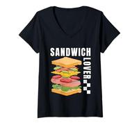 Femme National Sandwich Day Funny Fast Food Lover Ham and Cheese T-Shirt avec Col en V