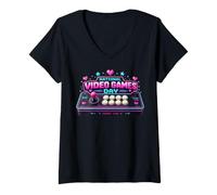 Femme National Video Games Day Retro Arcade Gamer T-Shirt avec Col en V